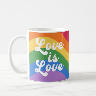 Liebe ist Liebe farbenfrohe Rainbow Retro Script Kaffeetasse