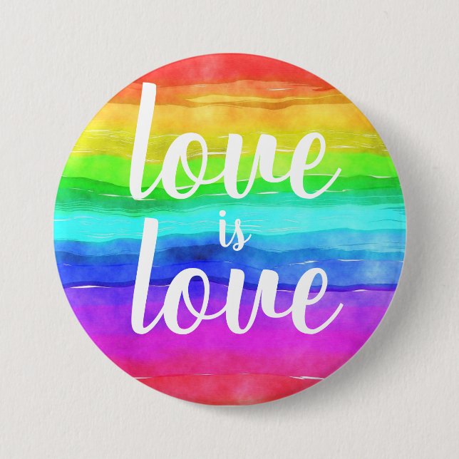 Liebe ist Liebe Fett Gay Pride Rainbow Button (Vorderseite)
