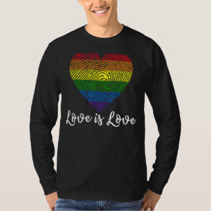Liebe ist Liebe Fingerprint Rainbow Heart Gay Lesb T-Shirt