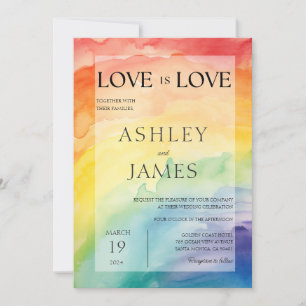 Liebe ist Liebe Gay Lesbian LGBTQ Wedding Rainbow Einladung