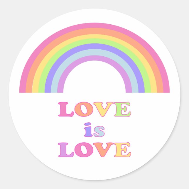LIEBE ist LIEBE - Gay Pride / LGBTQ Rainbow Runder Aufkleber (Vorderseite)