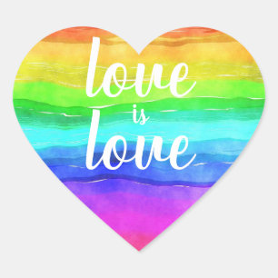 "Liebe ist Liebe" Gay Pride Regenbogen-Klassiker Herz-Aufkleber