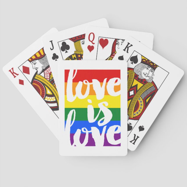 Liebe ist Liebe Gay Pride Regenbogen Streifen Spielkarten (Rückseite)