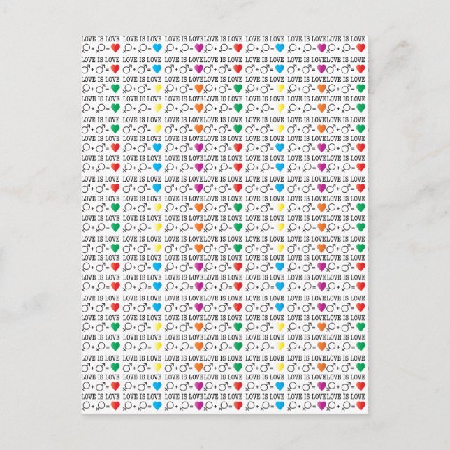 LIEBE ist LIEBE Gleichheit Zitat in Regenbogenfarb Postkarte (Vorderseite)