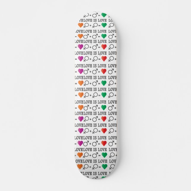 LIEBE ist LIEBE Gleichheit Zitat in Regenbogenfarb Skateboard (Vorne)