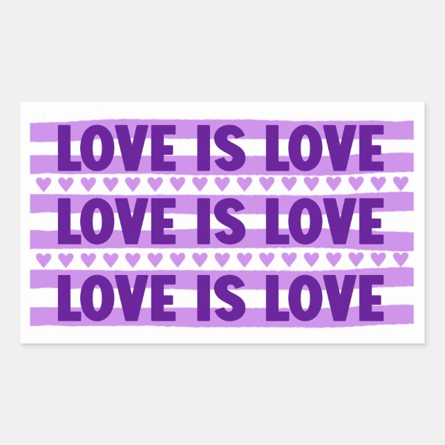 Liebe ist Liebe in Lila Rechteckiger Aufkleber (Vorderseite)