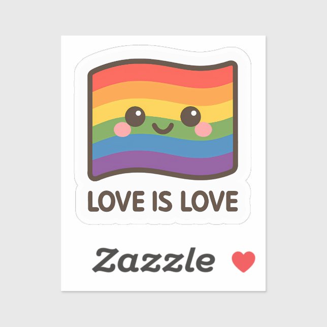 Liebe ist Liebe - Kawaii Rainbow Design Aufkleber (Blatt)