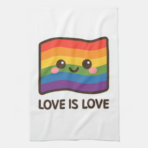 Liebe ist Liebe - Kawaii Rainbow Design Geschirrtuch