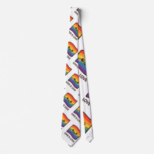 Liebe ist Liebe - Kawaii Rainbow Design Krawatte (Vorderseite)