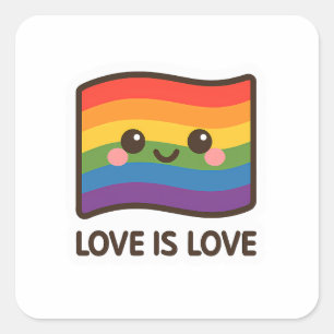 Liebe ist Liebe - Kawaii Rainbow Design Quadratischer Aufkleber