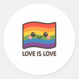 Liebe ist Liebe - Kawaii Rainbow Design Runder Aufkleber