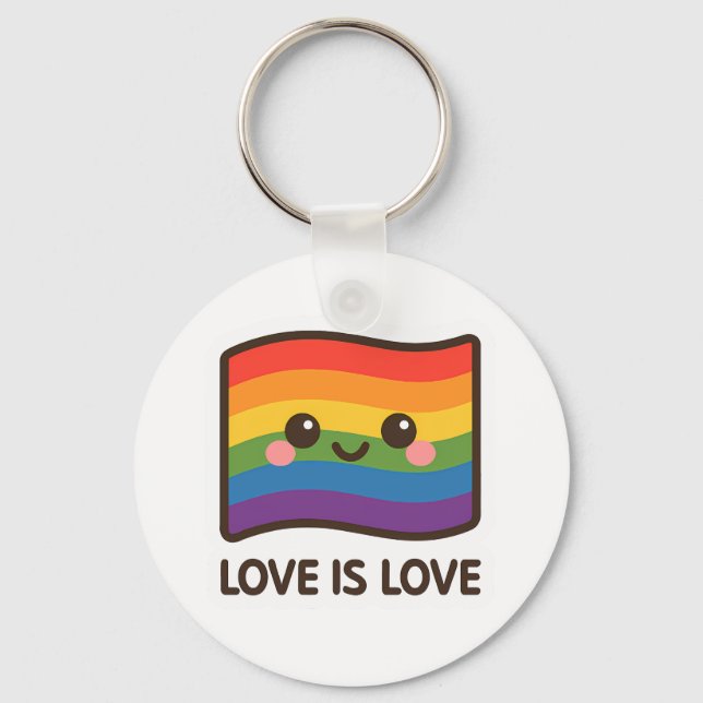 Liebe ist Liebe - Kawaii Rainbow Design Schlüsselanhänger (Vorderseite)