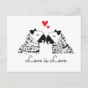 Liebe ist Liebe Lesben Papageien Postkarte
