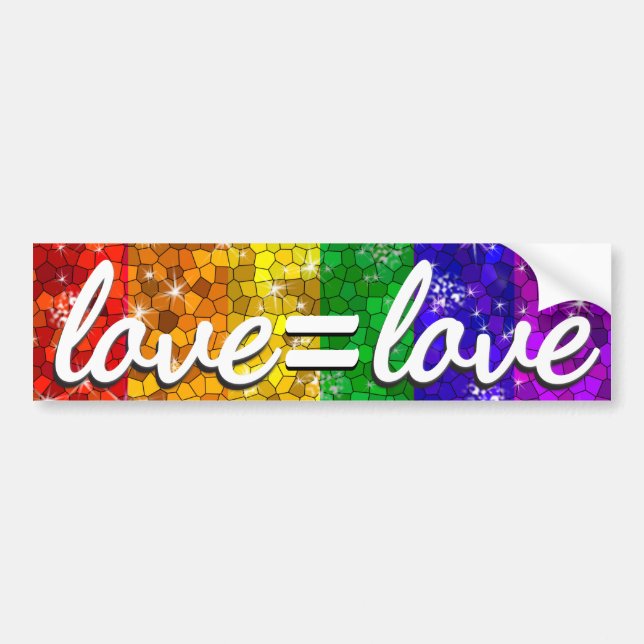 Liebe ist Liebe LGBT Gay Pride Glitzer Regenbogenf Autoaufkleber (Vorne)