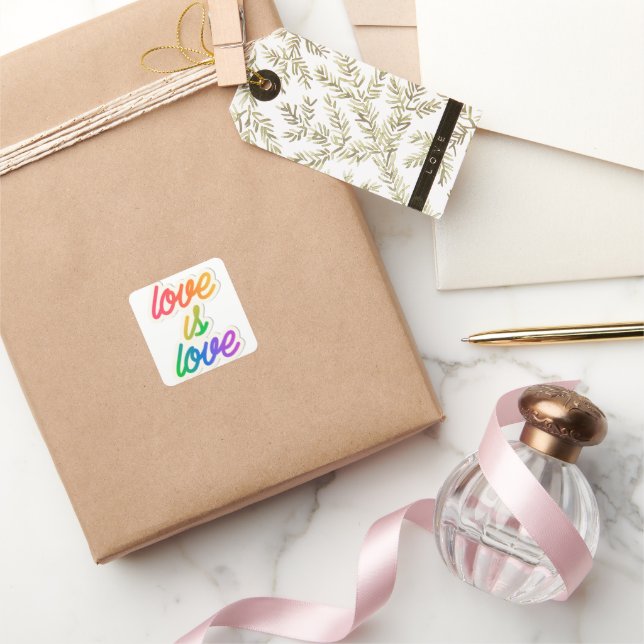 Liebe ist Liebe LGBT Pride Square Sticker - Regenb (Schenken)