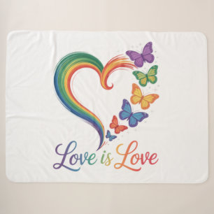 Liebe ist Liebe LGBT Schmetterling Herz Regenbogen Sherpadecke