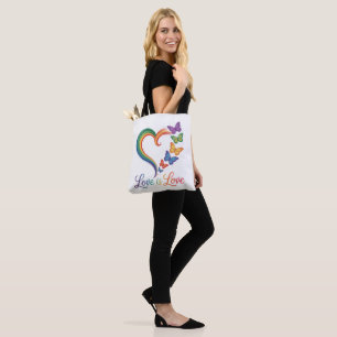 Liebe ist Liebe LGBT Schmetterling Herz Regenbogen Tasche