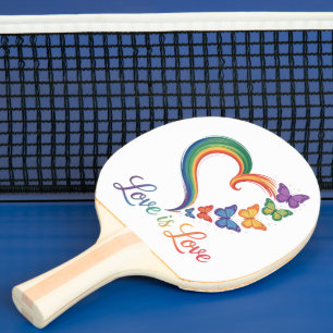 Liebe ist Liebe LGBT Schmetterling Herz Regenbogen Tischtennis Schläger