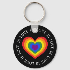 Liebe ist Liebe LGBTQ Rainbow Heart on Black Schlüsselanhänger