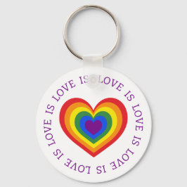 Liebe ist Liebe LGBTQ Rainbow Heart on White Schlüsselanhänger