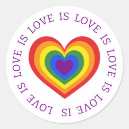 Liebe ist Liebe LGBTQ Rainbow Heart Runder Aufkleber