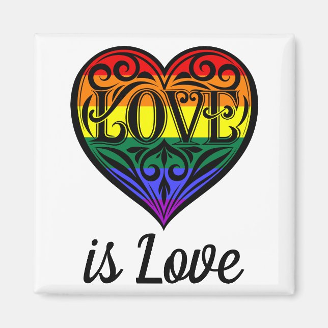 Liebe ist Liebe LGBTQ Rainbow Herz Magnet (Vorne)