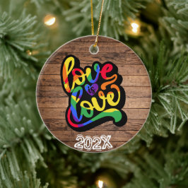 Liebe ist Liebe LGBTQIA+ Individuelle Name- Jahr Keramik Ornament