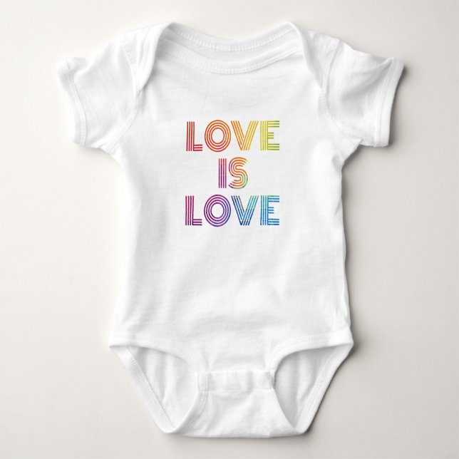 Liebe ist Liebe| Moderne Streifen Baby Strampler (Vorderseite)