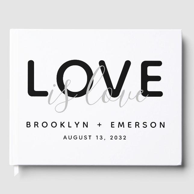 Liebe ist Liebe Monochrome Gay Wedding Gästebuch (Vorderseite)