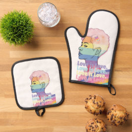 Liebe ist Liebe Ofenhandschuh & Topflappen-Set
