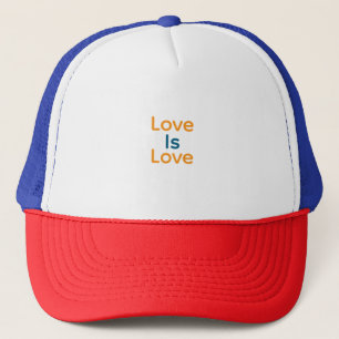 Liebe ist Liebe orange blauer Stolz LGBTQ Gay Truckerkappe