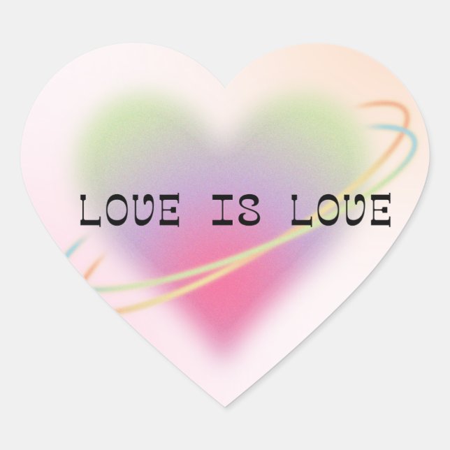 Liebe ist Liebe Pastell Herz Aufkleber (Vorderseite)