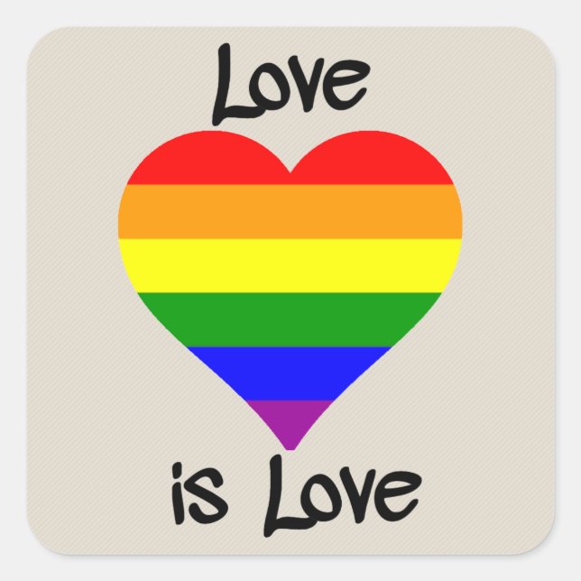 Liebe ist Liebe Quadratischer Aufkleber (Vorderseite)