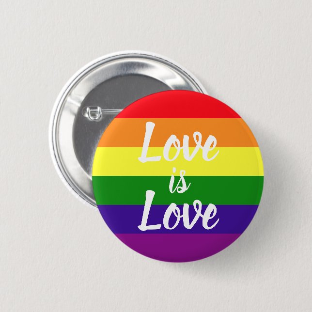 Liebe ist Liebe Rainbow Gay Pride Button (Vorne & Hinten)
