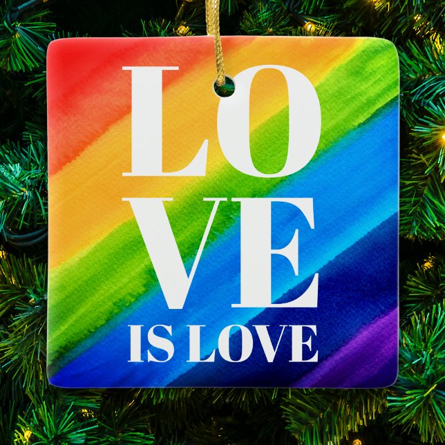 Liebe ist Liebe Rainbow Gay Pride Keramikornament (Von Creator hochgeladen)