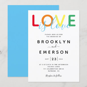 Liebe ist Liebe Rainbow Gay Wedding Einladung