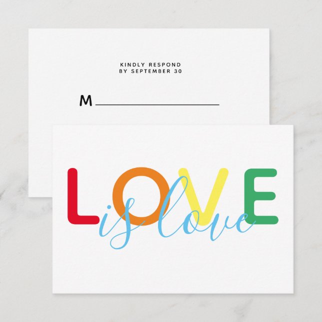 Liebe ist Liebe Rainbow Gay Wedding RSVP (Vorne/Hinten)