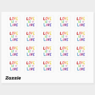 Liebe IST LIEBE Rainbow Handlettern Set von Quadratischer Aufkleber