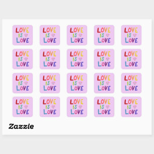 LIEBE IST LIEBE Rainbow Handlettern Set von Quadratischer Aufkleber