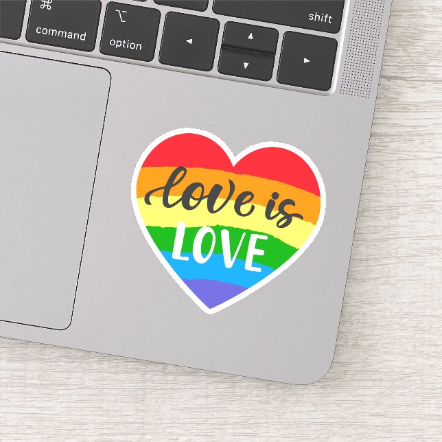 Liebe ist Liebe Rainbow Heart Aufkleber (Detail)