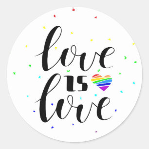 Liebe ist Liebe   Rainbow Hearts Runder Aufkleber