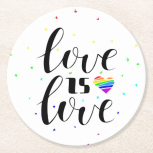 Liebe ist Liebe  Rainbow Hearts Runder Pappuntersetzer