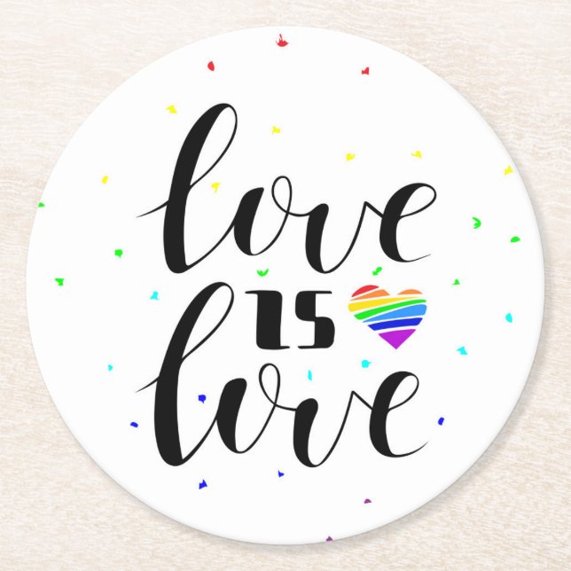 Liebe ist Liebe| Rainbow Hearts Runder Pappuntersetzer (Vorderseite)