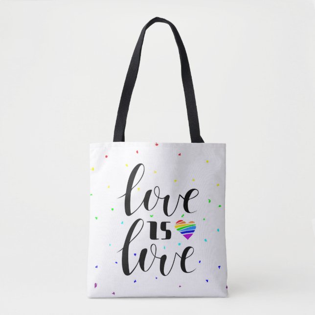 Liebe ist Liebe| Rainbow Hearts Tasche (Vorderseite)