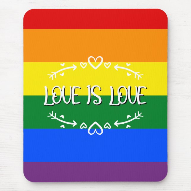 Liebe ist Liebe Rainbow LGBTQ Pride Mousepad (Vorne)
