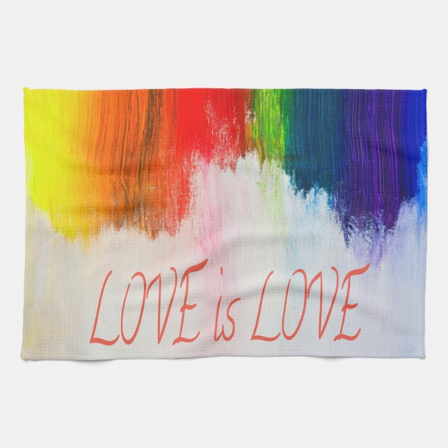 Liebe ist Liebe Rainbow Pride LBGQT Geschirrtuch (Horizontal)