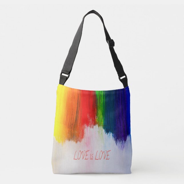 Liebe ist Liebe Rainbow Pride LBGQT Tragetaschen Mit Langen Trägern (Vorderseite)