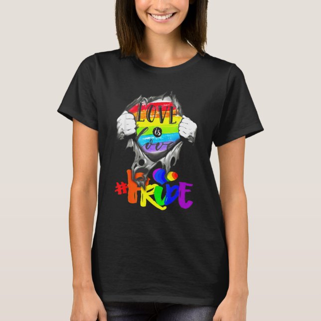 Liebe ist Liebe Rainbow Ripping offen Inside LGBT  T-Shirt (Vorderseite)