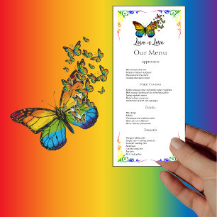 Liebe ist Liebe Rainbow Thema Hochzeitsessen Menü Menükarte