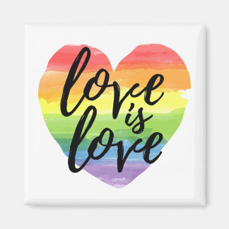 Liebe ist Liebe| Rainbow Watercolor Herz Magnet